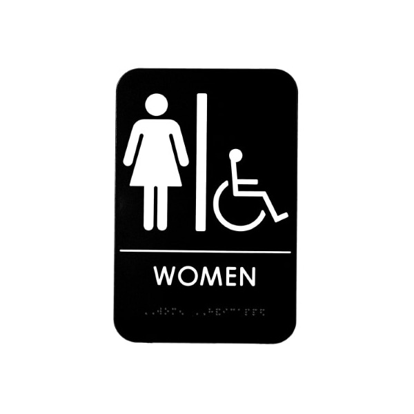 Alpine Industries Womens Braille Handicapped Restroom Sign, Black/White, ADA Compliant, 6x9, PK10 ALPSGN-6-10pk - main